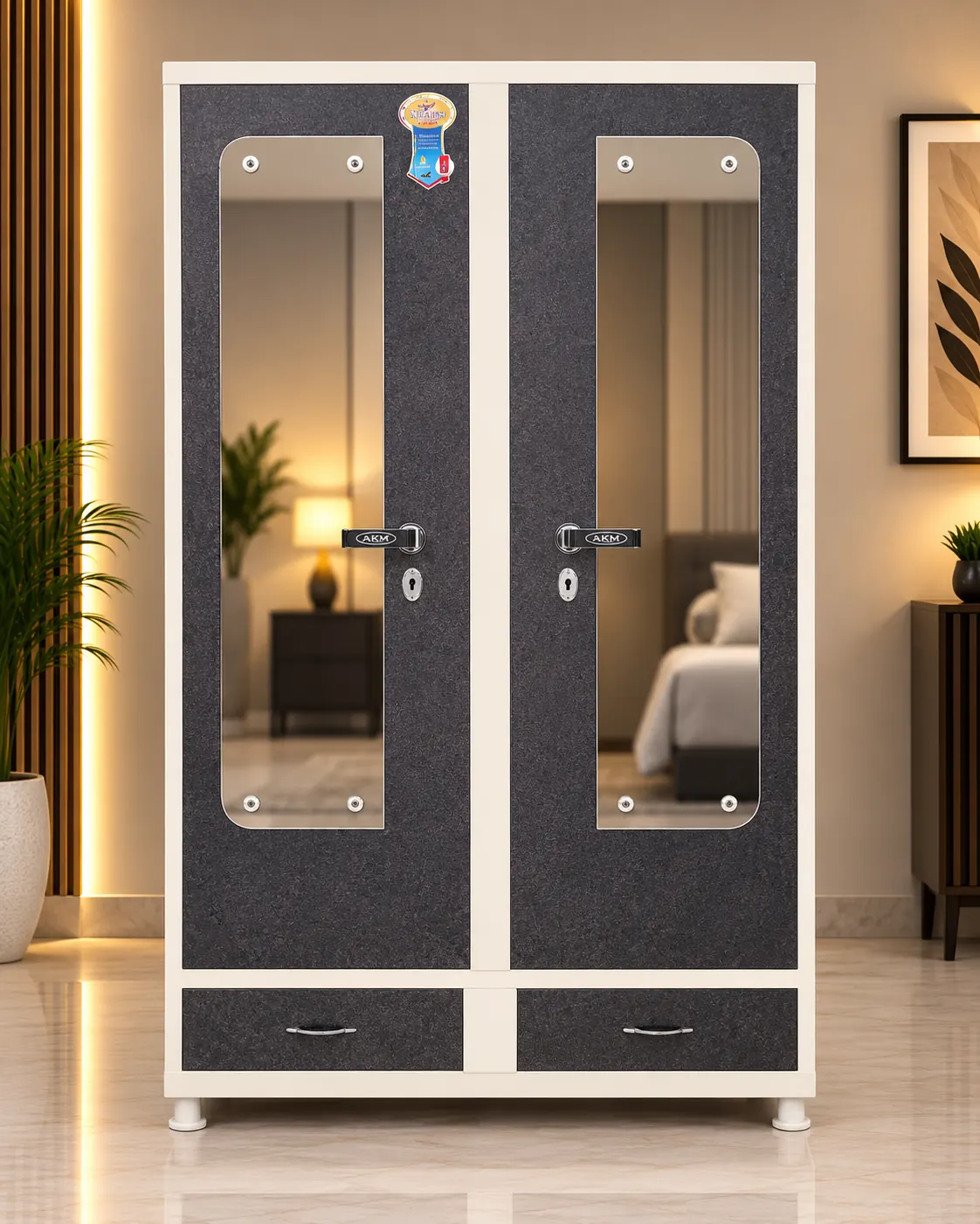 2 Door + 2 Drop steel almirah – Bharat Furniture & Studio