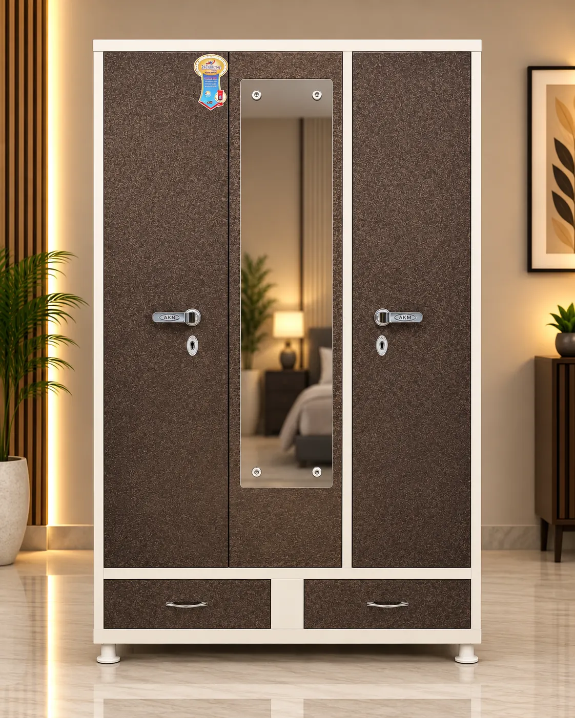 3 Door + 2 Drop steel almirah – Bharat Furniture & Studio