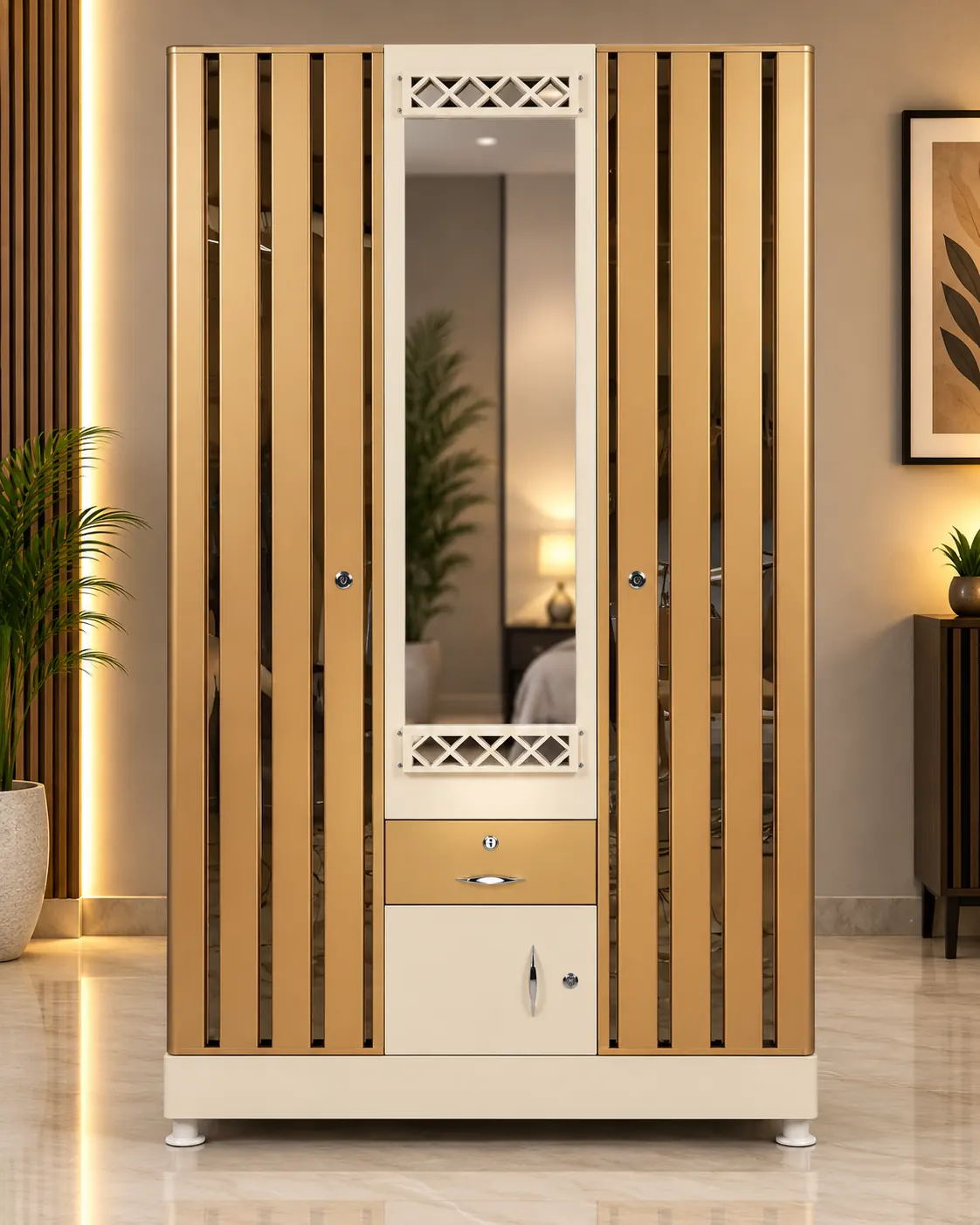 Anaya (Design 1) steel almirah – Bharat Furniture & Studio