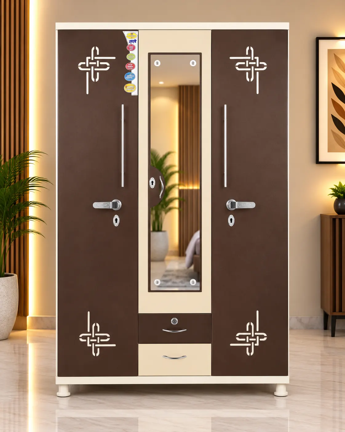 Chudi Box CNC Design Italian (Metallic Colour) steel almirah – Bharat Furniture & Studio