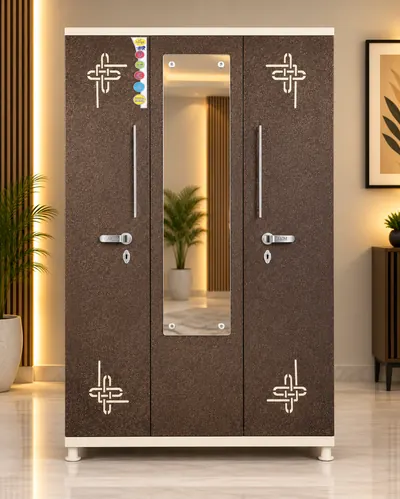 3 Door CNC Design Italian (Design 1) steel almirah – Bharat Furniture & Studio