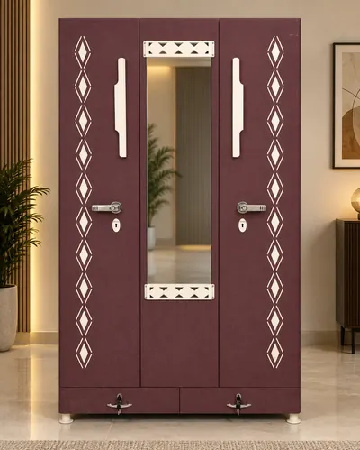 3 Door CNC Design Italian (Design 2) steel almirah – Bharat Furniture & Studio