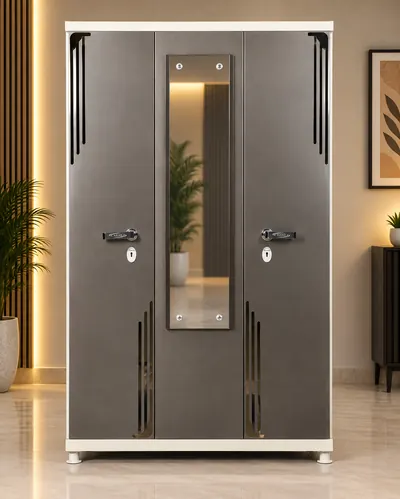 3 Door Italian steel almirah – Bharat Furniture & Studio