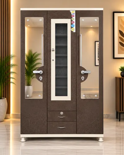 Chudi Box Italian 3 Mirror steel almirah – Bharat Furniture & Studio