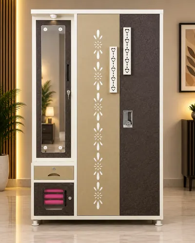 Compound Dressing CNC Design (Design 2) steel almirah – Bharat Furniture & Studio